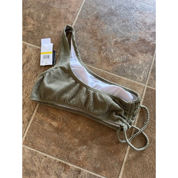 Salt + Cove One Shoulder Ribbed Bikini Top Olive Green Size Small - Picture 7 of 8